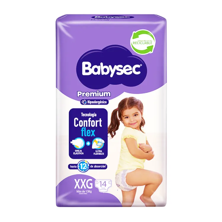 Pañales Premiun Hipoalergénico Babysec XXG 14 u